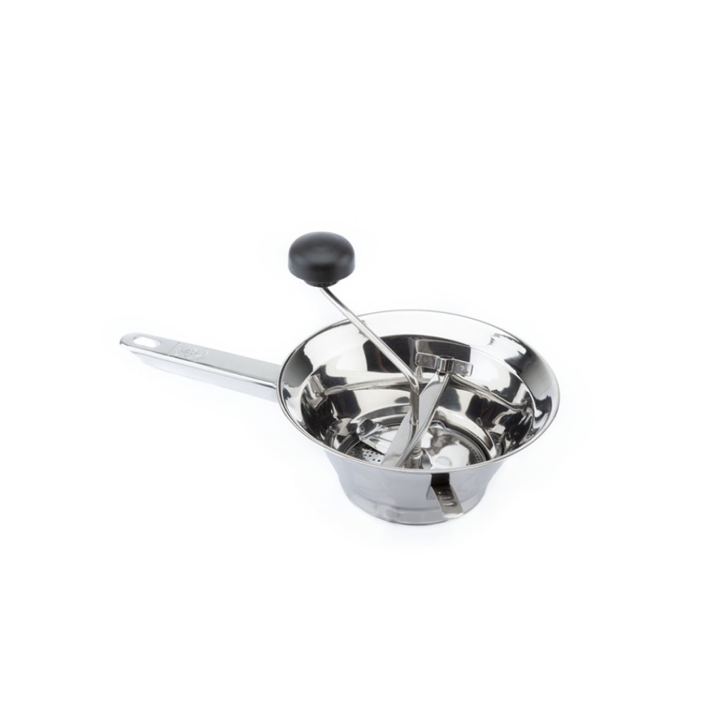 TOMATALO DUO - Passaverdura Inox C/ 2 Filtri, Supporto Fisso e con Fascia a Cravatta - Cm.20