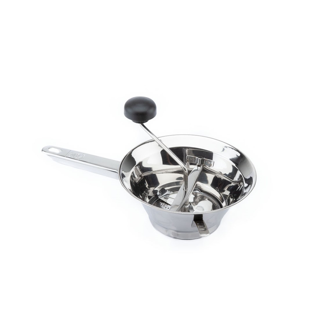 TOMATALO DUO - VEGETABLE MILL INOX w/ 3 STRAINERS, FIXED SUPPORT & SLEEVE - CM.24