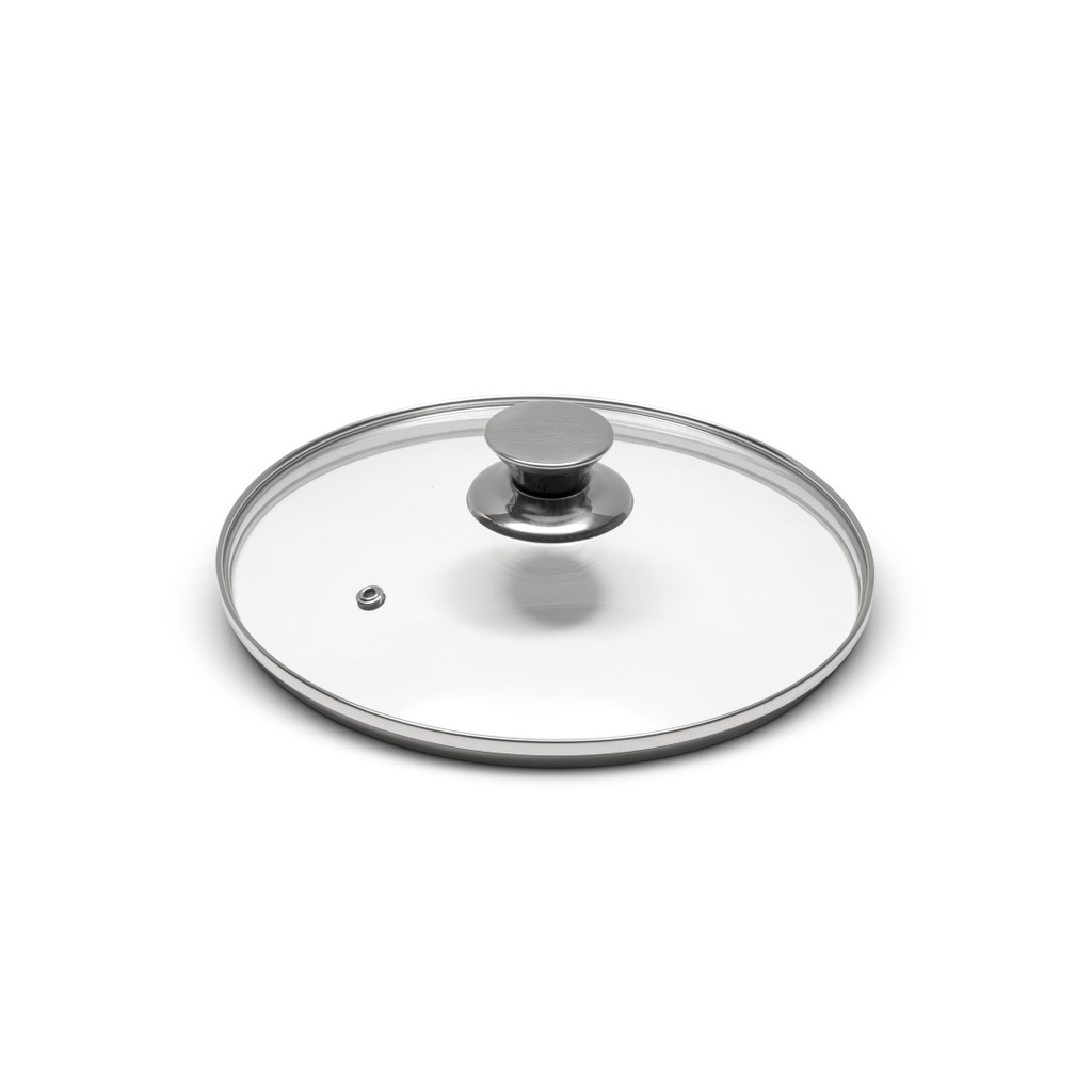 UFO DELUXE - Coperchio in Vetro Montato con pomolo e Vite in Acciaio, con fascia appendibile - Cm.20