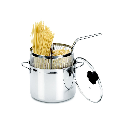 [PE109] Pasta Duo - Pentola Con Doppio Cestello E Coperchio In Una Scatola Colorata - Cm.24