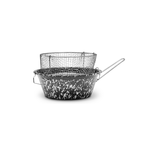 [PE113] Casseruola Pietra Per Friggere C/Cestello In Rete con etichetta - Cm.24