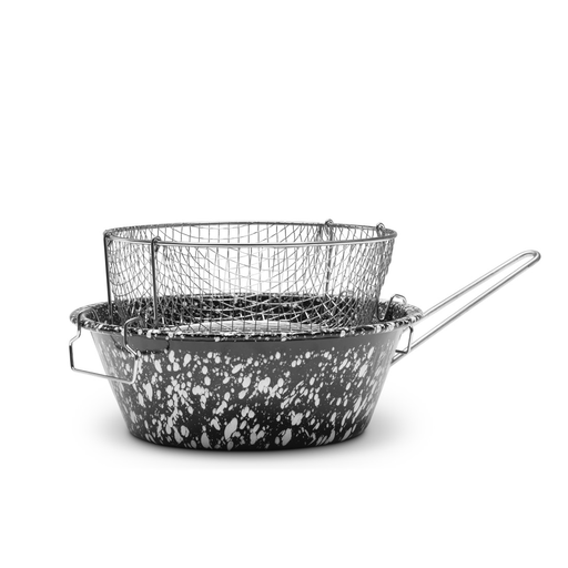 [PE114] FRYING CASSEROLE STONE w/ WIRE BASKET w/ SLEEVE - CM.26