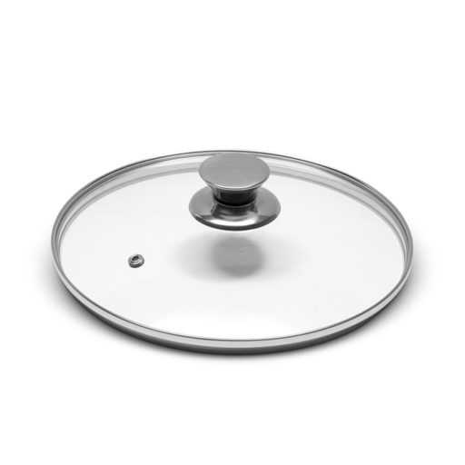 [CO328PI] UFO DELUXE - Coperchio in Vetro Montato con pomolo e Vite in Acciaio, con fascia appendibile - Cm.28